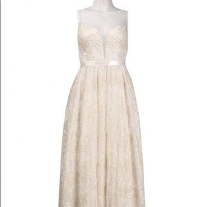 Adrianna Papell Ivory Illusion Neckline Dress